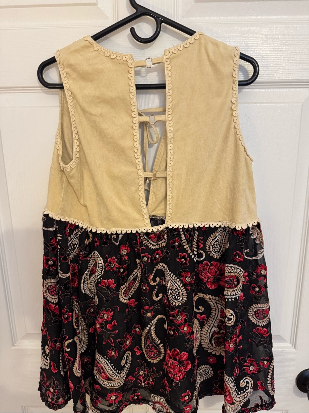POL Cream Bodice with Black and Red Paisley Skirt Girls' Dress